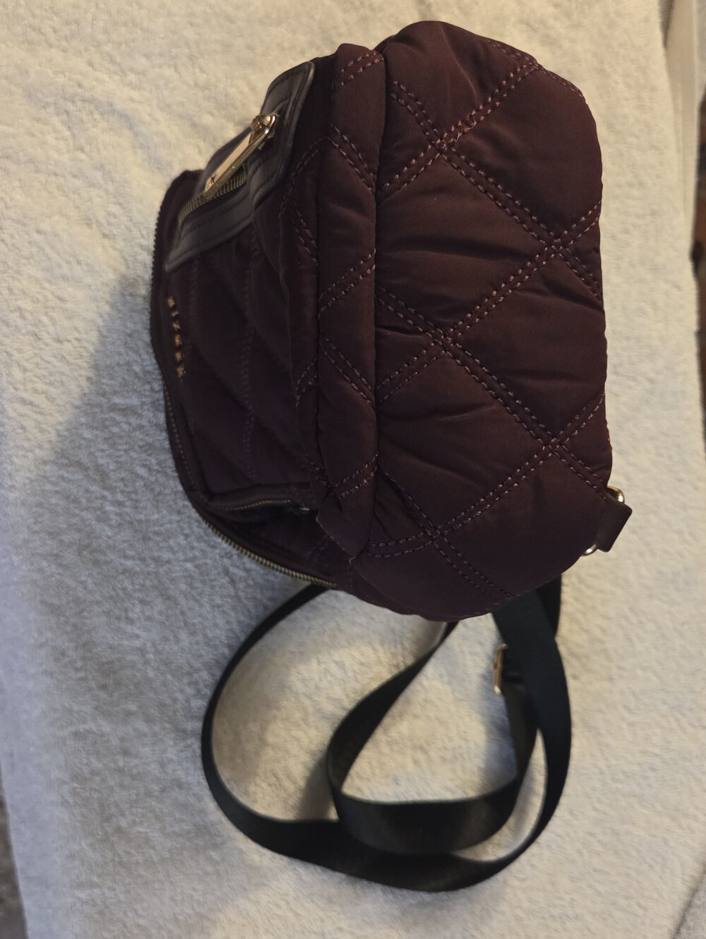 Kedzie Quilted Crossbody Bag in Deep Wine with Gold Accents